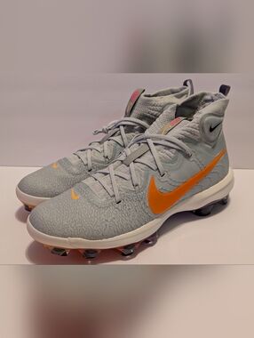 Nike Alpha Huarache NXT MCS Mid Baseball Cleats Mens 13 Grey Orange HF1132-001